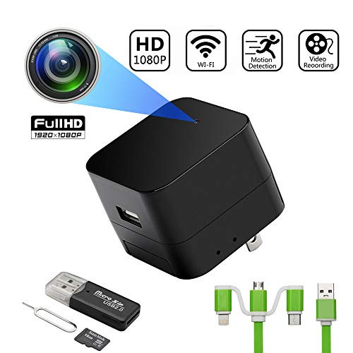 [Upgraded] USB Charger with1080P WiFi Spy Camera Hidden Camera Mini Camera Nanny Camera with Motion Detection, Loop Recording for Home and Office Security Surveillance Support iOS/Android