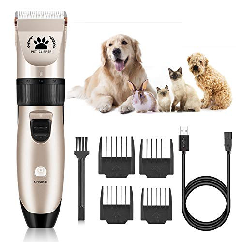 VASIVO Pet Dog Clippers, Dog Grooming Kit Low Noise Electric Pet Clippers Cordless Rechargeable Professional Dog Hair Clippers for Dogs Cats Pets