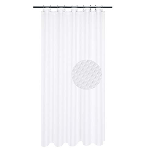 Stall Shower Curtain 54 x 72 inch, Fabric, Waffle Weave, Hotel Luxury Spa, 230 GSM Heavyweight, Water Repellent, Machine Washable, White Pique Pattern Decorative Bathroom Curtain