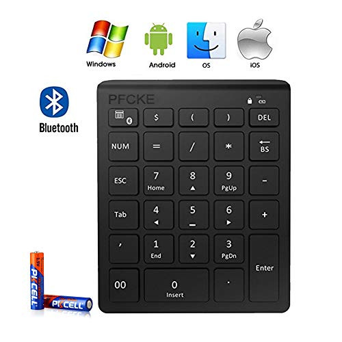 Bluetooth Number Pad,Financial Accounting Data Entry Keypad,Wireless Keyboard with Number pad,PFCKE Portable Wireless Bluetooth 28-Key Numeric Keyboard Extensions for Laptop,Tablets.