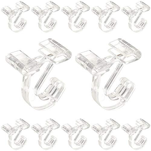 SharpTank Clear Hinged Ceiling Hooks - 12 Pack of T-Bar Track Clips for Suspended Ceilings - Hooks for Hanging Classroom Decorations, Office Signs, Plants - Holds up to 10 lbs
