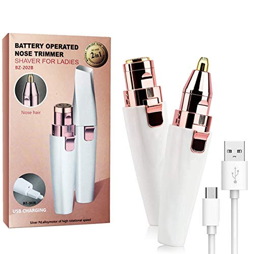 Facial Hair Removal for Women, Rechargeable Hair Remover Women's Painless Peach Fuzz Trimmer Shaver,with Built-in LED Light and 2 Cutter Heads for Upper Lip Chin Cheeks