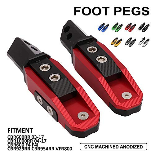 Motorcycle Foot Pegs Footpeg Pedals Rests CNC For HONDA CBR600RR 03-17 CBR1000RR 04-17 CBR600 F4 F4I CBR929RR CBR954RR VFR800 Red