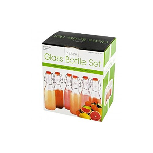 bulk buys Glass Beverage Bottle Set Kitchen Essentials, 8", Clear