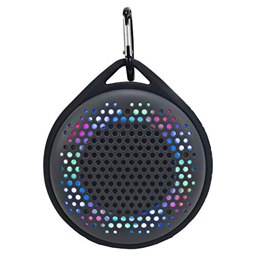 Magnavox MMA3623-GY Outdoor Waterproof Speaker with Color Changing Lights in Grey | Bluetooth Wireless Technology | Rechargeable Battery | Dust Protected and Waterproof |