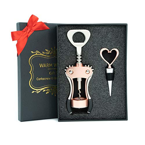 Gold Rose Wine Corkscrew & Stopper Gift Set