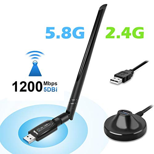 Wireless USB WiFi Adapter for PC - 802.11AC 1200Mbps 5Dbi Antennas 5G/2.4G WiFi USB for PC Desktop Laptop MAC Windows 10/8/8.1/7/Vista/XP/Mac10.6/10.13 (1200mbps) Wireless USB WiFi Adapter for PC - 802.11AC 1200Mbps 5Dbi Antennas 5G/2.4G WiFi USB for PC Desktop Laptop MAC Windows 10/8/8.1/7/Vista/XP/Mac10.6/10.13 (1200mbps)
