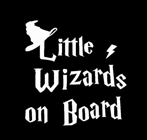 CCI Little Wizards on Board Decal Vinyl Sticker|Cars Trucks Vans Walls Laptop| White |5.5 x 5.25 in|CCI1222