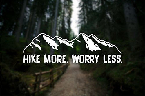 CCI Hike More Worry Less Wanderlust Decal Vinyl Sticker|Cars Trucks Vans Walls Laptop| White |7.5 x 2.3 in|CCI1274