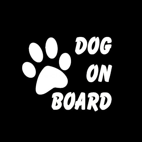 CCI Dog On Board Dog Paw Decal Vinyl Sticker|Cars Trucks Vans Walls Laptop| White |4.75 x 4 in|CCI1296 CCI Dog On Board Dog Paw Decal Vinyl Sticker|Cars Trucks Vans Walls Laptop| White |4.75 x 4 in|CCI1296