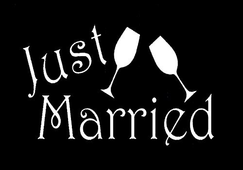 CCI Just Married Decal Vinyl Sticker|Cars Trucks Vans Walls Laptop| White |6.5 x 4 in|CCI1418 CCI Just Married Decal Vinyl Sticker|Cars Trucks Vans Walls Laptop| White |6.5 x 4 in|CCI1418