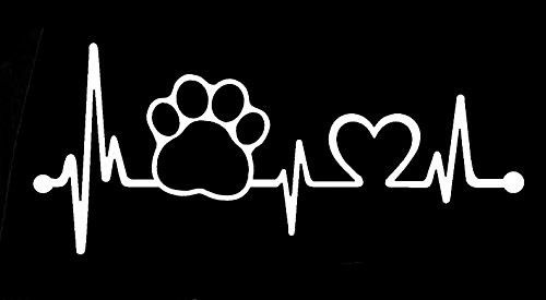 CCI Dog Paw Heartbeat Love Decal Vinyl Sticker|Cars Trucks Vans Walls Laptop| White |6.5 x 3 in|CCI1461 CCI Dog Paw Heartbeat Love Decal Vinyl Sticker|Cars Trucks Vans Walls Laptop| White |6.5 x 3 in|CCI1461