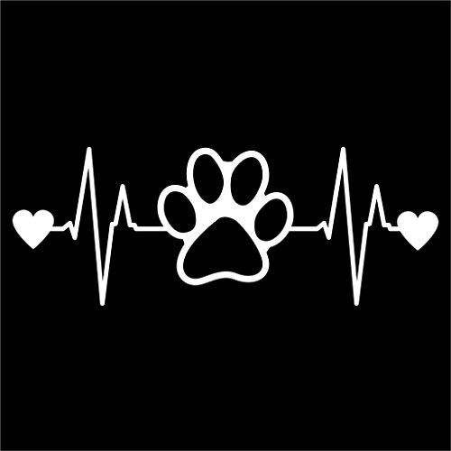 CCI Dog Paw Print Heartbeat Decal Vinyl Sticker|Cars Trucks Vans Walls Laptop| White |6.5 x 2.5 in|CCI1491 CCI Dog Paw Print Heartbeat Decal Vinyl Sticker|Cars Trucks Vans Walls Laptop| White |6.5 x 2.5 in|CCI1491