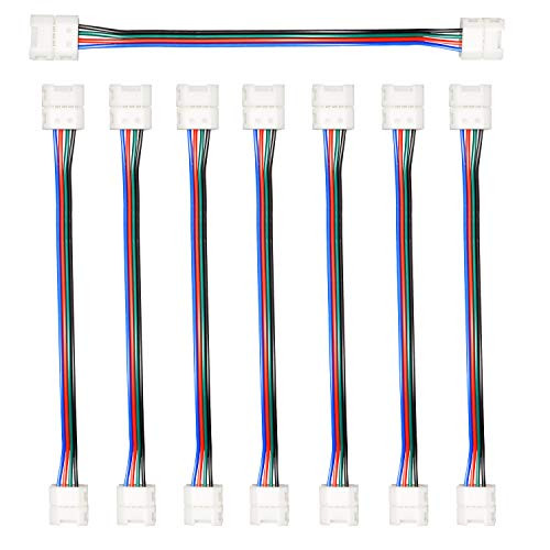 4 Pin LED Strip Connectors Jumpers 10mm for 5050 Waterproof RGB LED Strip Lights,AWSOM Solderless Strip Lights Connectors 4 Pin,10mm Wide, 8/Pack