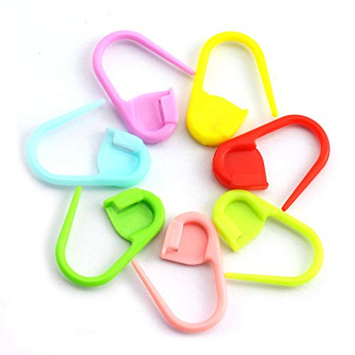 NX Garden 200pcs Stitch Markers DIY Knitting Tools Crochet Locking Sewing Accessories Mixed Color Plastic Safety Pin for Knit Counting 11x22mm