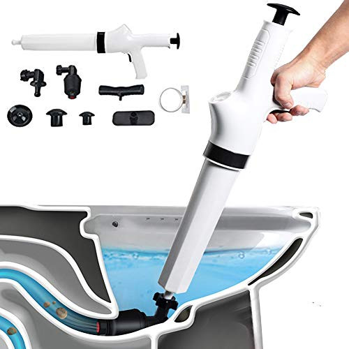 Toilet Plunger, Air Power Bathroom Plunger, High Pressure Drain Blaster Gun, Powerful for Bathroom, Toilet, Floor Drain, Sink, Clogged Pipe, White