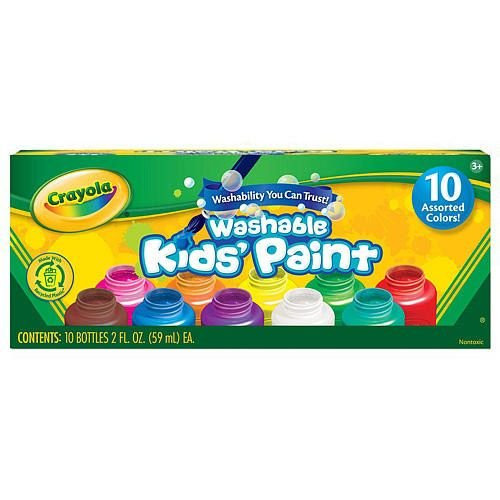 Crayola Washable Kid's Paint 2oz. Bottles Assorted Colors,10-count (3-Pack)