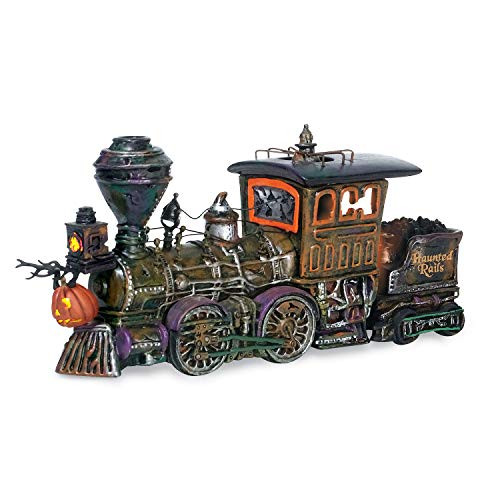 Department 56 Snow Village Halloween Accessories Haunted Rails Engine and Coal Car Lit Figurine, 4.75, Multicolor