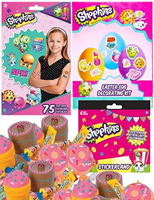 Shopkins Easter Bundle - Easter Egg Dye Kit with Stickers - an Extra Sticker Book - Tattoos - Candy Filled Plastic Character Eggs (Shopkins) Shopkins Easter Bundle - Easter Egg Dye Kit with Stickers - an Extra Sticker Book - Tattoos - Candy Filled Plastic Character Eggs (Shopkins)