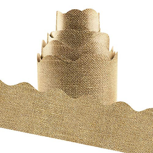 Burlap Scalloped Bulletin Board Border Trim for Classroom Decoration 36Ft