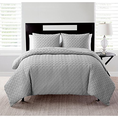 VCNY Home | Nina Collection | Soft & Cozy Geometric Embossed Microfiber Comforter, Premium 3 Piece Bedding Set, Stylish Chic Design for Home Décor, King, Grey