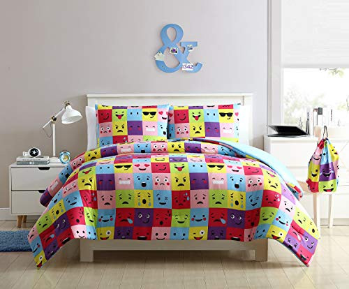 VCNY Home Facey Square Emoji 4 Piece Comfor, Full/Queen, Multi
