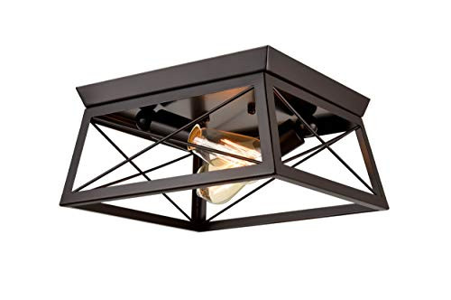 DANXU Lighting Industrial Flush Mount Ceiling Light Fixture Oil Rubbed Bronze 2 Light DANXU Lighting Industrial Flush Mount Ceiling Light Fixture Oil Rubbed Bronze 2 Light