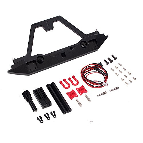 INJORA Rear Bumper for Axial SCX10 & SCX10 II 90046 90047 Traxxas TRX-4 TRX4 with Light,Metal,1/10 RC Crawler Car Upgadeparts