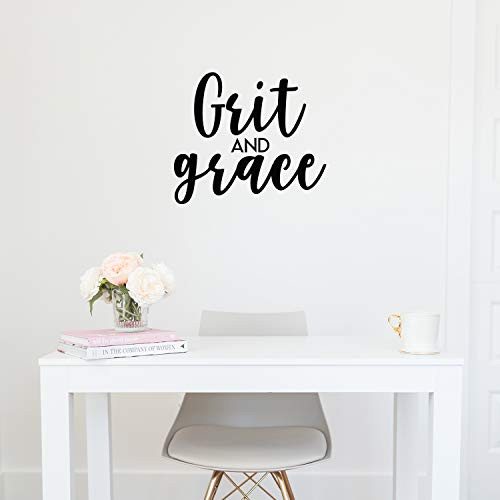 Vinyl Wall Art Decal - Grit and Grace - 19" x 22" - Trendy Chic Inspirational Cute Quote Sticker for Women Home Bedroom Closet Girls Room Living Room Office Feminine Decor (Black) Vinyl Wall Art Decal - Grit and Grace - 19" x 22" - Trendy Chic Inspirational Cute Quote Sticker for Women Home Bedroom Closet Girls Room Living Room Office Feminine Decor (Black)