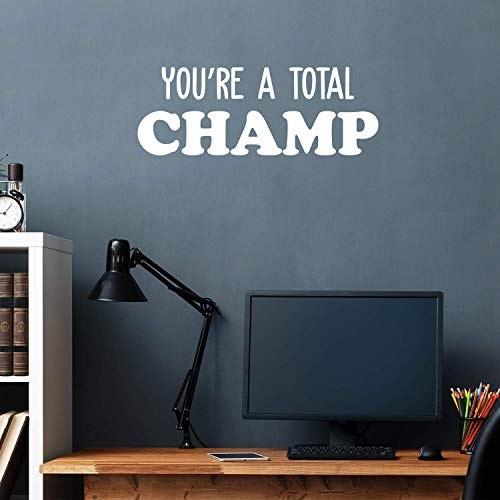 Vinyl Wall Art Decal - You're A Total Champ - 11" x 30" - Trendy Motivational Good Vibes Cute Quote Sticker for Home Bedroom Kids Room Playroom Nursery Daycare School Classroom Decor (White) Vinyl Wall Art Decal - You're A Total Champ - 11" x 30" - Trendy Motivational Good Vibes Cute Quote Sticker for Home Bedroom Kids Room Playroom Nursery Daycare School Classroom Decor (White)