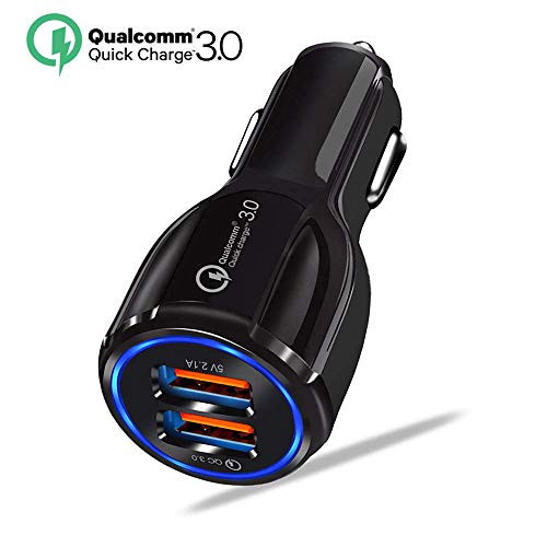 Quick Charge QC 3.0 Car Charger, LECMARK Charging Car Cigarette Lighter Chargers Adapter with 2 USB Ports Vehicle Charger for Android iOS Smartphones
