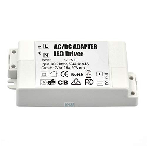 Eforlighting AC 100-240V to DC 12V 2.5A SMD LED Driver Power Transformer for MR11/G4/MR16/GU5.3 Light Bulbs 30W AC/DC Adapter LED Driver Power Supply Transformer Converter