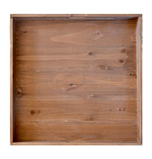 Large (19 x 19 Inches) Square Wood Ottoman Tray with Handles, to Serve Tea, Coffee or Breakfast in Bed, Wooden Decorative Serving Tray or Couch Serving Tray