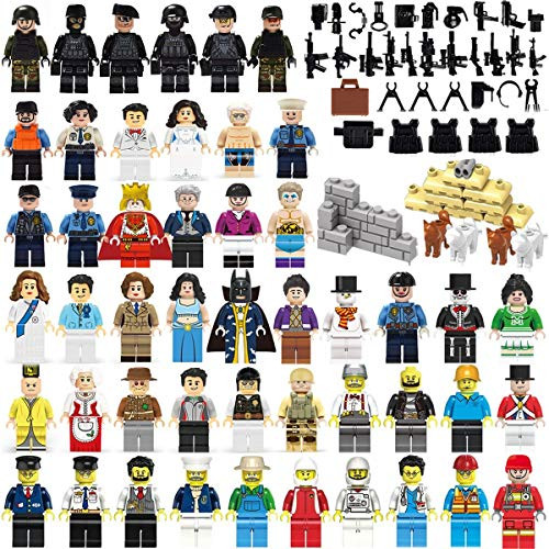 Education Community Minifigures Set of 44 Figures + Weapons Set Building Bricks Community Mini People and Accessories (Style 5)