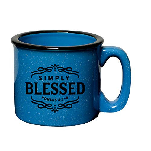 Coffee Tea Soup Ceramic Mug | Simply Blessed Romans 4:7-8 | 15 ounce Designer Mug with Inspiring Sentiment | Dishwasher and Microwave Safe