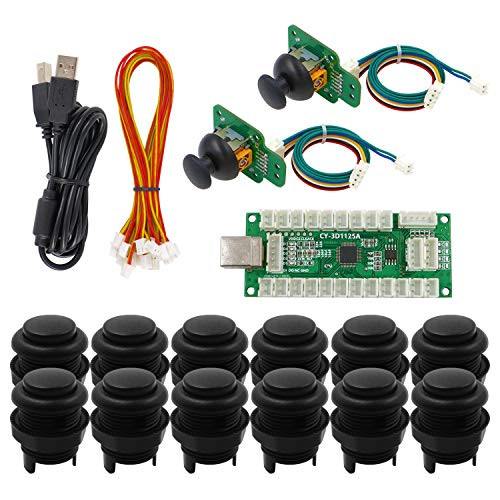 SJ@JX Arcade Game Controller 3D Gamepad Analog Stick Sensor Fly Joystick Matt Frosted Black Button USB Encoder Cable for PC MAME PS3 Android