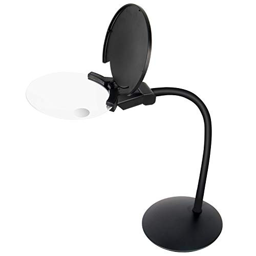 XYK 3X/4.5X Charged Magnifying Lamp, Folding Design with 2 LED Lights Magnifier, Hands Free Magnifying Glass with Light for Close Work, Reading, Workbench, Crafts, Hobbies