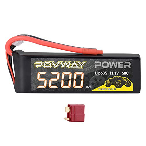 POVWAY 5200mAh 3S RC Battery 11.1V 50C with Deans T Plug for RC Cars, RC Truck,Helicopter, Airplane (5200 3S softcase)