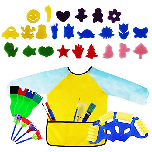LiteBee Early Learning Kids Paint Set, 42Pcs Painting Kits Fun Child Early Learning Sponge Painting Foam Brushes Art Craft Drawing Tools for Kids Toddlers LiteBee Early Learning Kids Paint Set, 42Pcs Painting Kits Fun Child Early Learning Sponge Painting Foam Brushes Art Craft Drawing Tools for Kids Toddlers