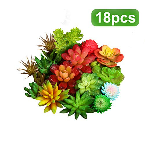 WILLBOND 18 Pieces Artificial Succulents Plants Assorted Unpotted Realistic Plants Fake Textured Succulent Picks for DIY Home Landscape Decorations WILLBOND 18 Pieces Artificial Succulents Plants Assorted Unpotted Realistic Plants Fake Textured Succulent Picks for DIY Home Landscape Decorations