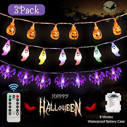 Halloween Decoration Lights Halloween String Lights,Set of 3 Battery Operated Fairy Lights 3D Pumpkin Bat Ghost String Lights with 30 LED Each for Indoor/Outdoor Halloween Party Decorations Halloween Decoration Lights Halloween String Lights,Set of 3 Battery Operated Fairy Lights 3D Pumpkin Bat Ghost String Lights with 30 LED Each for Indoor/Outdoor Halloween Party Decorations