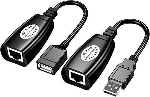 USB Male to RJ45 + USB Female USB Over Cat5/5e/6 Extension Adapter RJ45 - Up to 150ft Length