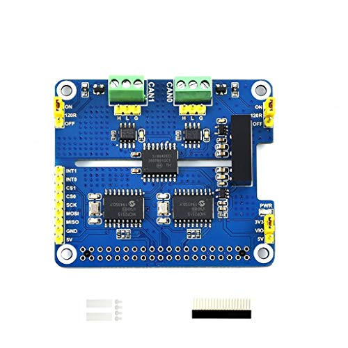 Coolwell Waveshare 2-Channel Isolated CAN Bus Expansion HAT for Raspberry Pi Series Boards MCP2515 + SN65HVD230 Dual Chips Solution Multi Allows 2-CH CAN Communication