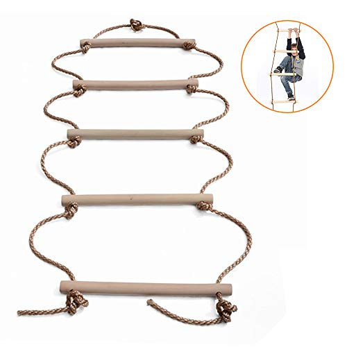 MelkTemn Climbing Rope Ladder for Kids Playground Ladder Rope Kids Ladder Climb with 5 Wooden Rungs for Climbing Frame,Tree House, Playground and Swing Accessories