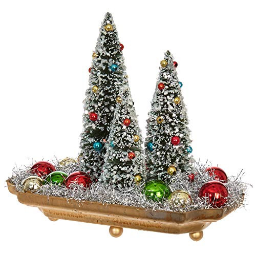 RAZ Imports Raz 8" Bottle Brush Trees in Dish Christmas Figure 3801949