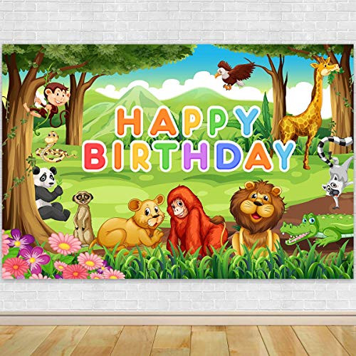 Jungle Safari Themed Animals Birthday Party Banner Photo Backdrop Background Photography Cartoon Forest Baby Shower Decoration Cake Smash Candy Table Booth Studio Props 6x4ft Jungle Safari Themed Animals Birthday Party Banner Photo Backdrop Background Photography Cartoon Forest Baby Shower Decoration Cake Smash Candy Table Booth Studio Props 6x4ft
