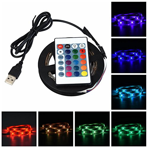 Led Strip Lights - DC 5V USB Led Strip - 5050 TV Lights Kits - RGB Waterproof - Flexible LED TV Backlight - with Remote - for TV Backgrounds Light(2M 60LED)