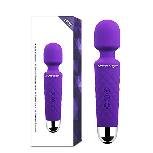 Mumu Sugar Wand Massager Powerful, Cordless Rechargeable Wand Massager with 8 Powerful Speeds and 20 Modes Electric Waterproof Personal Massager Wand for Back Neck Shoulder Legs