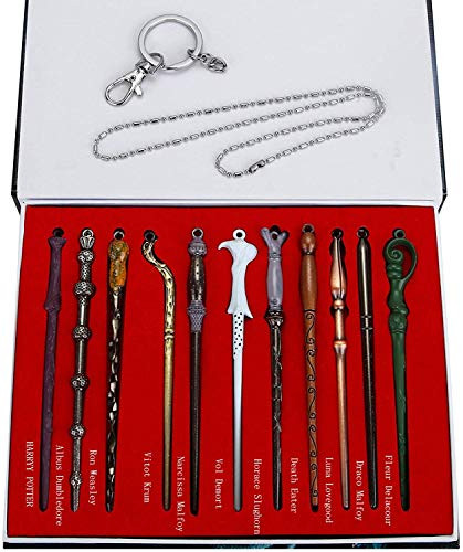 OPENDGO 11pcs Different Magic Wand Set for Kids Creative Cosplay Magic Wands Stick with Keychain Necklace in Gift Box