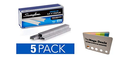 Swingline Staples, S.F. 4, Premium, 1/4 inches Length, 210/Strip, 5000/Box 5 Pack | 5 Color Flags Swingline Staples, S.F. 4, Premium, 1/4 inches Length, 210/Strip, 5000/Box 5 Pack | 5 Color Flags